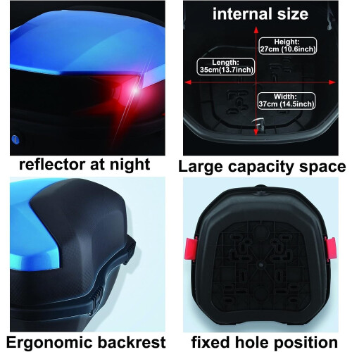 Motorcycle  Box with Helmet Storage, Universal Scooter Tail Box with Mounting Hardware, White 2