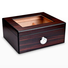 Cigar Humidor Box with External Hygrometer, Transparent Skylight Design, Portable Travel Case