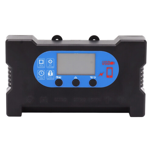 Solpanelcontroller med multibeskyttelse, MPPT solcellecontroller fotovoltaisk panel direkte drevet universal til 12V-24V batteripakker LCD-display