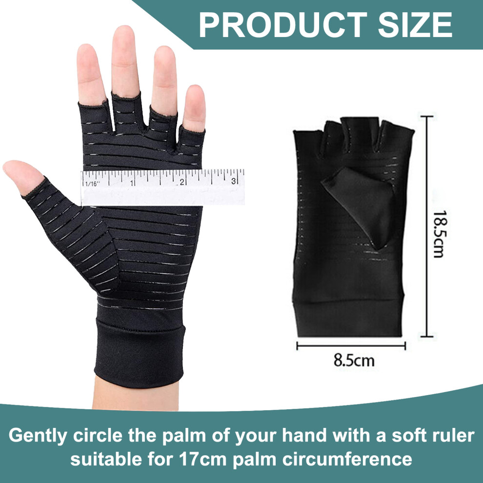 Copper Infused Compression Gloves, Fingerless Design for Arthritis Pain Relief, Breathable Fabric with Anti-Slip Palm, Support Hands and Wrist for