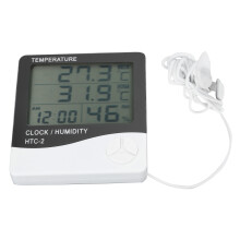 Klok met tijd- en datumweergave voor thuis en kantoor, temperatuur- en vochtigheidsmeter, LCD digitale thermometer/hygrometer, binnen- en