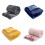Fleece Throw Blanket with Pom Pom Fringe- M Deep Blue 4