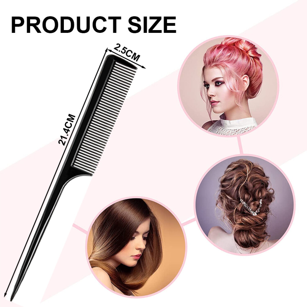 Unisex Rat Tail Comb For Hair Styling, Styling Comb With Tapered Tail For Fast Parting, Heat Resistant Anti Static Fine Tooth Combs For Sectioning