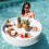Oversized Floating Pool Tray with Extra Large Capacity, Durable Rattan Serving Bar for Pool Parties, White 1