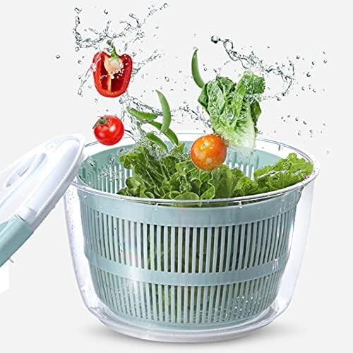 Salad Spinner with Bowl  Large Capacity Lettuce Spinner for Kitchen with Secure Lid and Rotating Handle 1