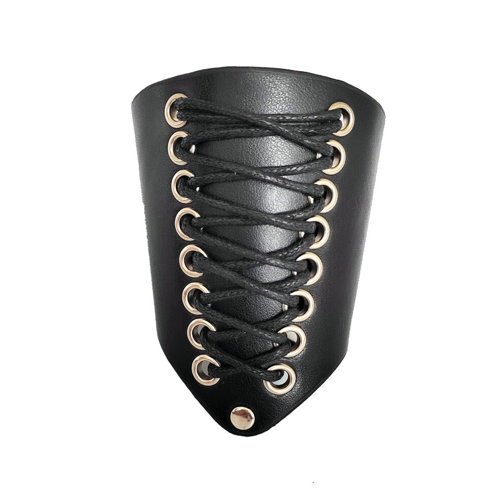Vintage Medieval Wristband Wide Bracer Lace-up Arm Armor Cuff Gauntlet PU Leather Wrist Protector for Cosplay Events