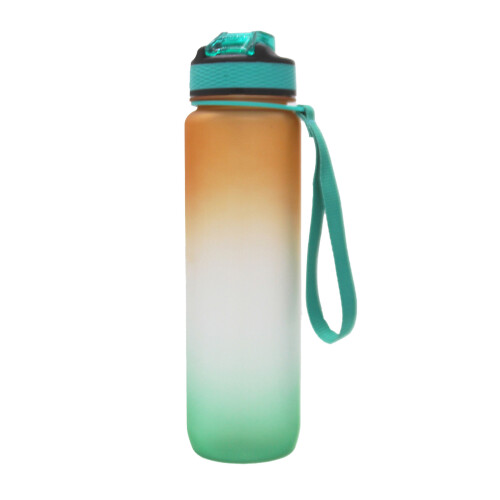 Convenient Straw Water Bottle 1L Capacity Drinking-Orange Green