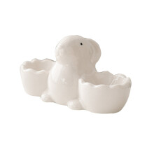 Coquetiers en forme de lapin en céramique, fait à la main,-Blanc