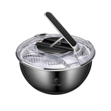 Stainless Steel Salad Spinner Lettuce Dryer with Fast Drying Easy Draining Compact Kitchen Design 15.5x28cm Silver