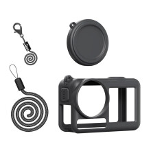 Full Body Protective Accessory Kit With Silicone Sleeve Case Lens Cap And Strap Black for Action 5Pro