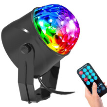 Podiumverlichting voor thuisentertainment, afstandsbediening, 7 lichtstanden, discobal, DJ-feestverlichting met geluidsgestuurde