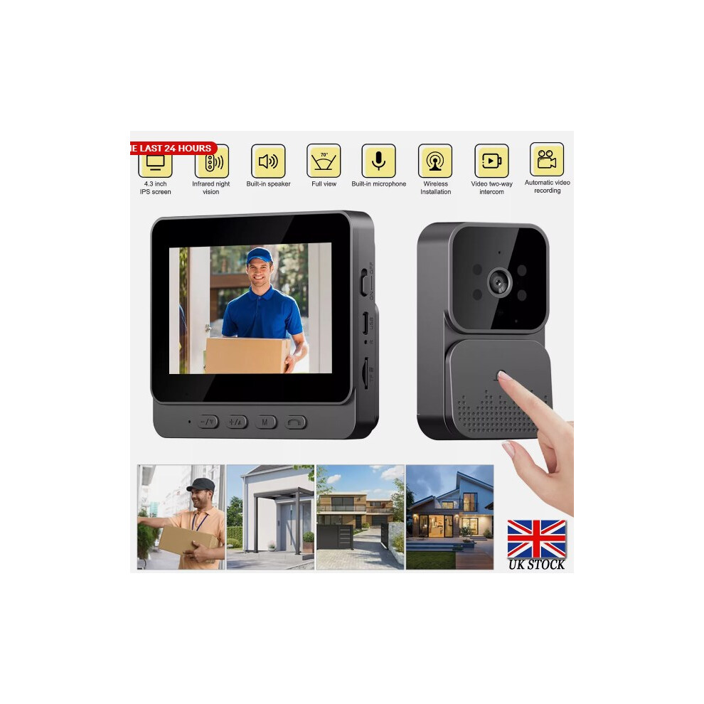 8Mp 1080P Wireless Video Doorbell For Home Surveillance, New Video Doorbell Intercom System Two Way Communication Real-Time, Microphone Video Call For 9198585064133