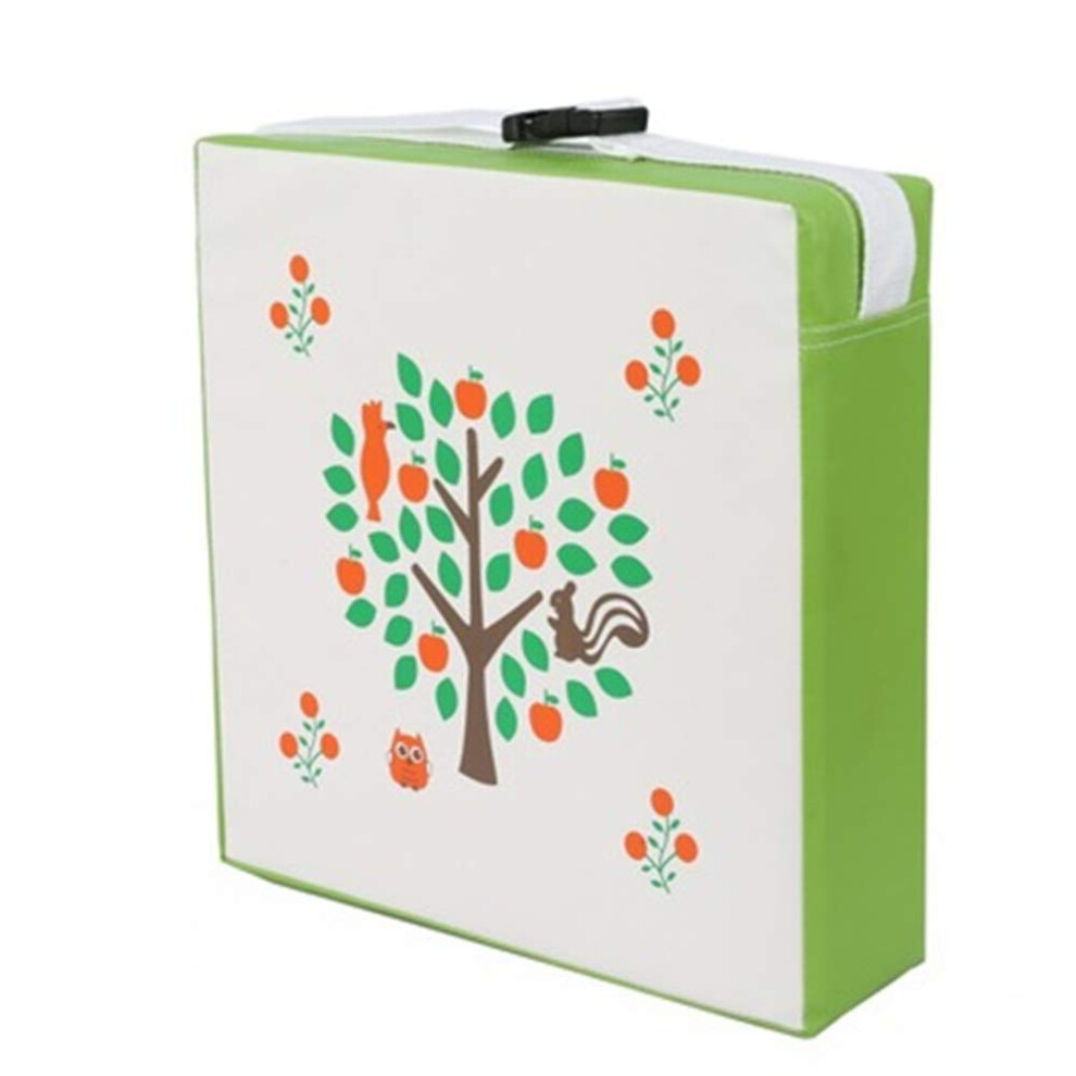 Printed Baby Booster Seat Cushion For Highchairs, Washable Pad For Toddlers, 32.5X32.5x8cm, Dismountable Design Green