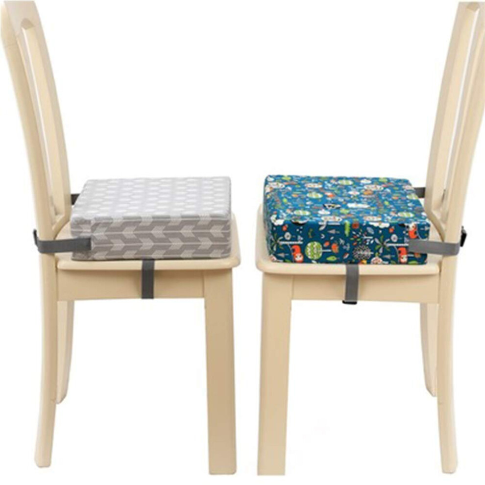 Cartoon Baby Booster Seat Cushion, Washable Highchair Pad For Toddlers, 32.5X32.5x8cm Dismountable Design For Kids Gray