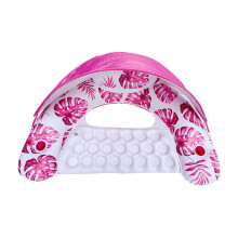 Adult Pool Float Lounge Chair with Canopy, Cup Holder and Ergonomic BoatShaped Design for Lake