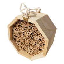 Bee Hotel Wooden Bee Shelter Pollinating Palace Butterfly House Wasp Habitat for Garden Balcony Backyard Outdoor Patio