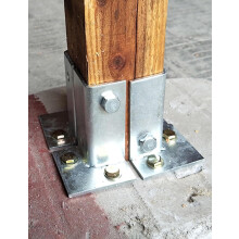 4pcs Cold Galvanized Adjustable Deck Post Base Brackets for Wood Fence Pergola Weatherproof Support