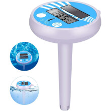 Wireless Pool Thermometer with Floating Easy Read, Solar Powered Backlit Pool Temperature Gauge for Swimming Pools, Spas, Hot Tubs, Aquariums, Color C