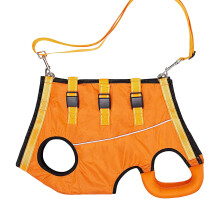 Dog Lift Harness Portable Fabric Support, Adjustable Strap With Strong Handle, Stairs Aid For Old Disabled Dogs, Orange