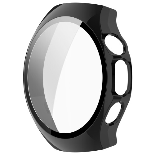 Watch Cover Shell Case with Screen Protector Glass-Glossy black