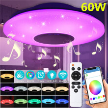 RGB Ceiling Fans, Starry Shining Design Smart Voice Control For Living Room Bedroom Office Study, 24W Dimmable Brightness With Bluetooth Speaker And A