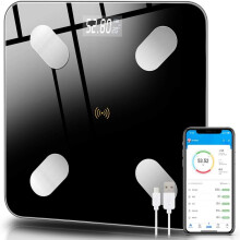 Intelligente Körperfettwaage, digitale Waage mit unbegrenzten Benutzerprofilen, Bluetooth-Badezimmerwaage für Fitnessziele und 13