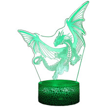 Luci notturne a forma di dinosauro, illusione ottica 3D con luce LED soffusa, interruttore timer e telecomando, un piacere visivo high-tech per