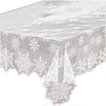 Tovaglia in pizzo di poliestere resistente, lavabile in lavatrice, copritavolo con motivo a fiocchi di neve, design festivo, elegante runner da