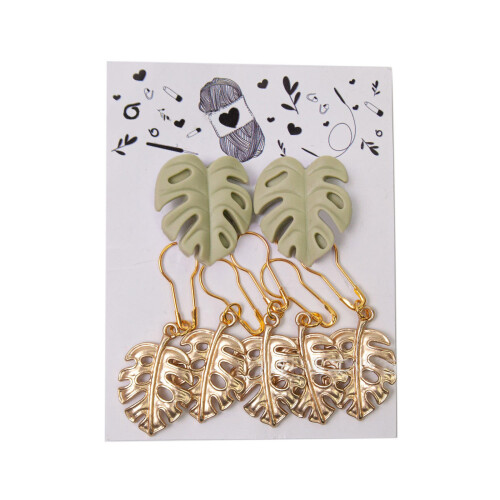 Stitching Marker Charm Knitting Needle Tip-green monstera