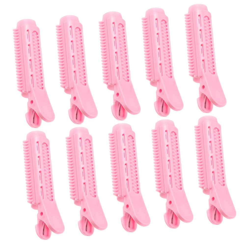 Pink 10Pcs Hair Rollers And Bangs Hair Clips For Fluffy Bang Styling And Root Lift Enhancement