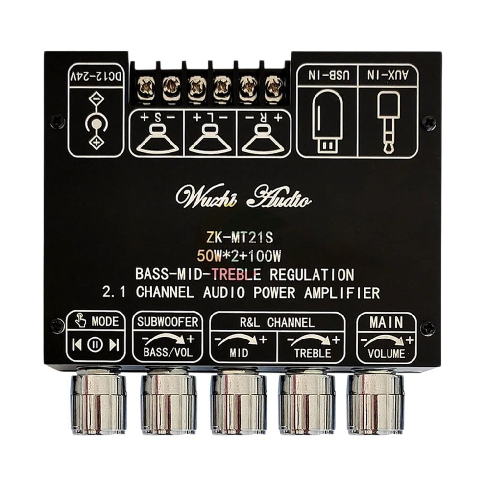 Bluetooth 5.0 Subwoofer Amplifier Board 2.1 Channel 50Wx2+100W Stereo Bass Amp Wide Use 9189345584343