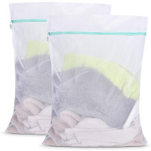 Sacchetti per il lavaggio di capi delicati, traspiranti, in rete, resistenti, di grandi dimensioni, ideali per i viaggi, confezione da 2 pezzi, blu,