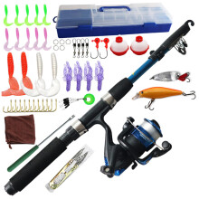 Kids Fishing Set 59 Inch Telescopic Rod With Spinning Reel And Tackle Box For Boys And Girls Beginners Pole
