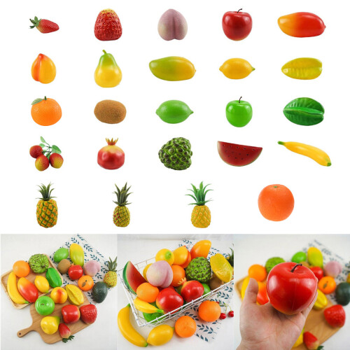 6Pcs Artificial Fruit Plastic Fruit Realistic Fake-Pomegranate 2