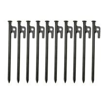 Zuverlässige Zeltnägel, 10 unzerbrechliche, 30 cm lange, robuste Stahlheringe, formstabil und windfest, unverzichtbares Werkzeug für Campingzelte,