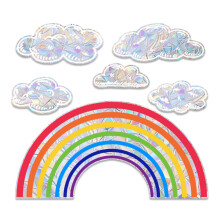 Regenbogen Fensterbilder,Abziehbilder Vögel Anti Kollisions Aufkleber Sonnenfänger,6Stück Rainbow Window Clings3D,Wolkenform Prisma