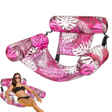 Inflatable Pool Hammock Float for Adults with Plant Pattern, LeakProof PVC Lounger for Lake Beach