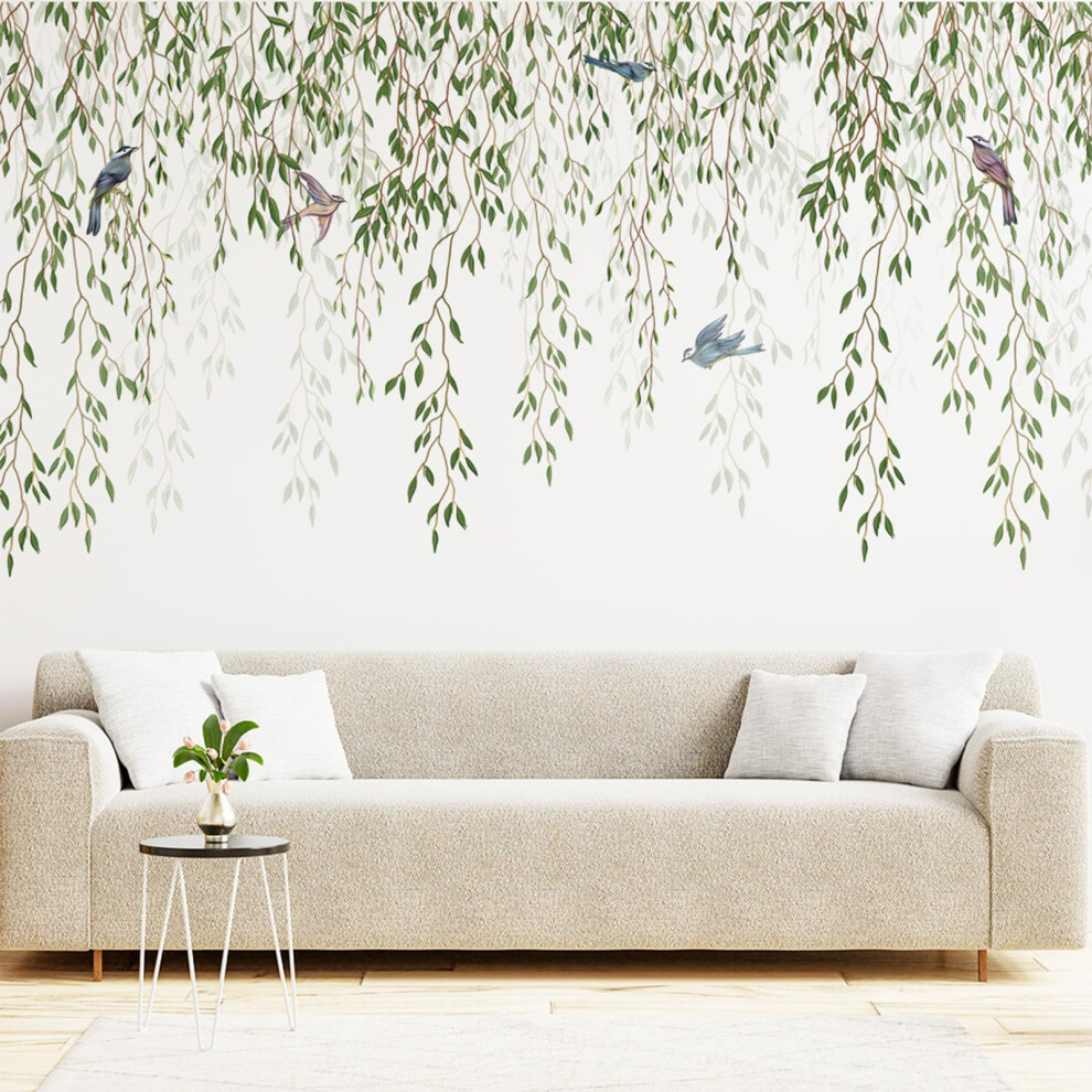 Leaf Wall Stickers Green SelfAdhesive Nursery And Bedroom Wall Decals PVC Waterproof Murals For Living Room TV Wall