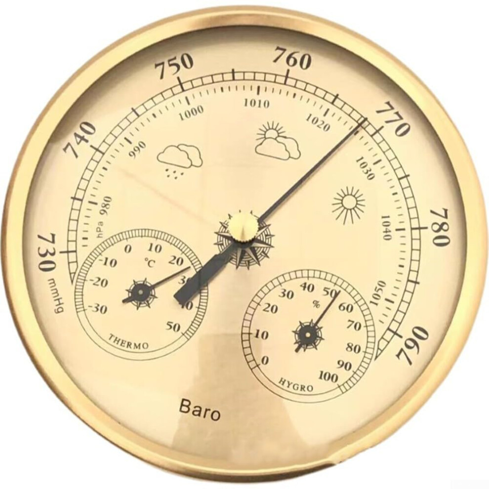 3In1 Outdoor Weather Station With Barometer Thermometer Hygrometer, 130Mm Aluminum Design 9001264935139