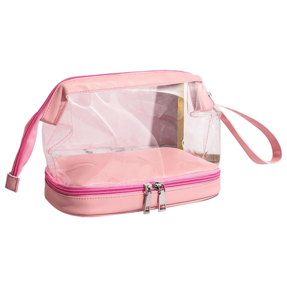 Waterproof PVC Cosmetic Bag Transparent Travel Makeup Toiletry Organizer With Handle Large Capacity Waterproof PVC Material Transparent Travel Cosmeti
