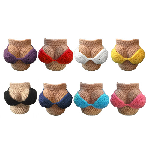 Fun Removable Bikinis Cup Sleeve Crochet Bottle-light blue 1