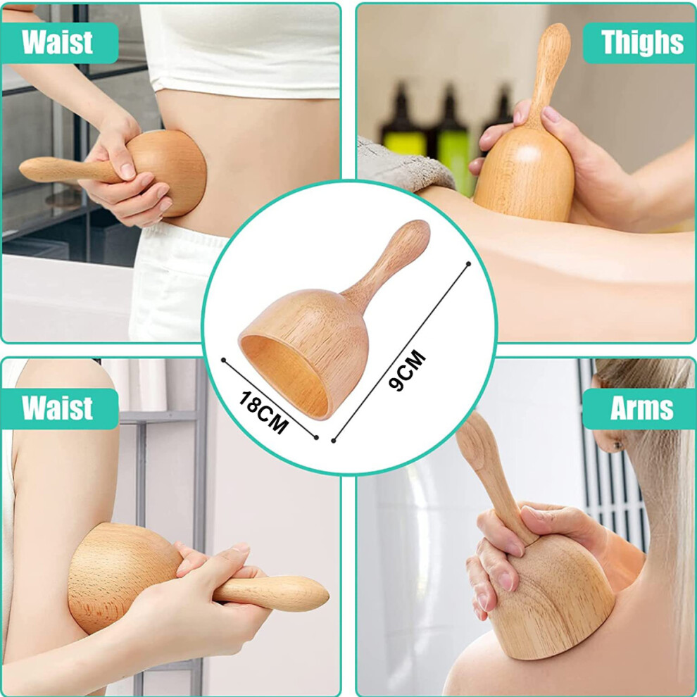 Professional Wood Therapy Cup, Natural Sturdy Beech Body Shaping Vacuum Massage Tool for Efficient Lymphatic Drainage & Cellulite Reduction,