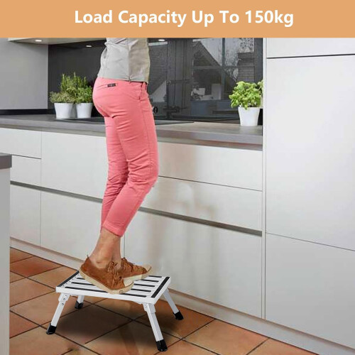 Aluminum RV Folding Step Stool with NonSlip Surface, Heavy Duty Foldable Camper Steps 2