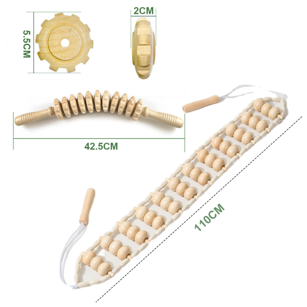2-In-1 Versatile Body Sculpting Tools, Lymphatic Drainage Portable Massage Roller Stick for Muscle Relaxation and Anti-Cellulite Treatment, Wooden