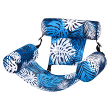 Pool Float Adult Floating Hammock with Tropical Plant Pattern, Foldable Lounge for Travel 29.92x15.94x24.02in Blue