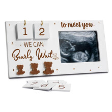 Wooden Baby Photo Frame With Countdown Weeks, Nursery Decor Picture Display Frame, Keepsake Photo Frame