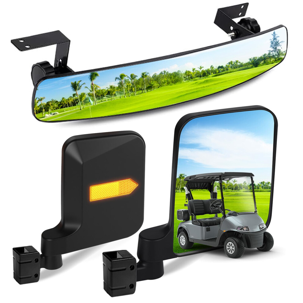 Golf Cart Mirrors Kit With 180 Adjustable Side Mirrors And Panoramic Rear View, Shatterproof Glass 9001264935306