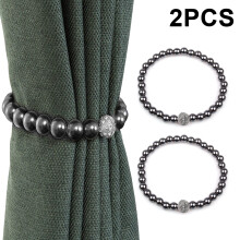 Embrasses de rideaux avec perles, câble en acier durable assurant une forte adhérence magnétique, installation sans vis, matériau ABS