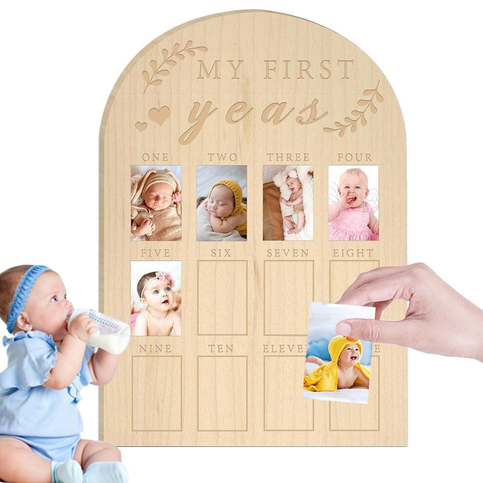 Toddler Books First Year Book Frame Photo Display Keepsake Wooden Board Milestone Photo Frame For Toddler Shower Gift