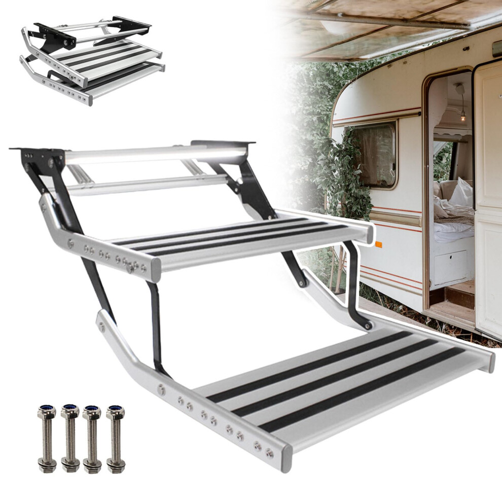 Rv Folding Steps Aluminum Alloy Double Layer Antislip Motorhome Entrance Step With Led Light 9119770698575